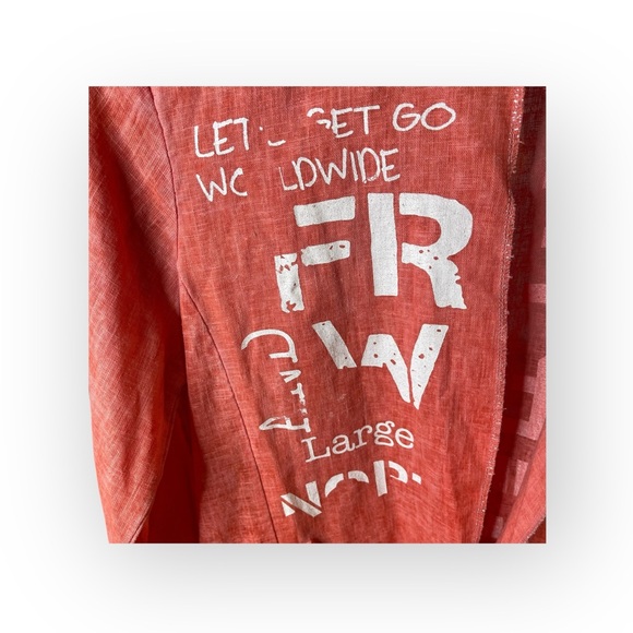 Made in Italy ❤︎︎ Trendy Graffiti Print Waterfall Jacket ❤︎︎ Red Orange S M L - Picture 5 of 16